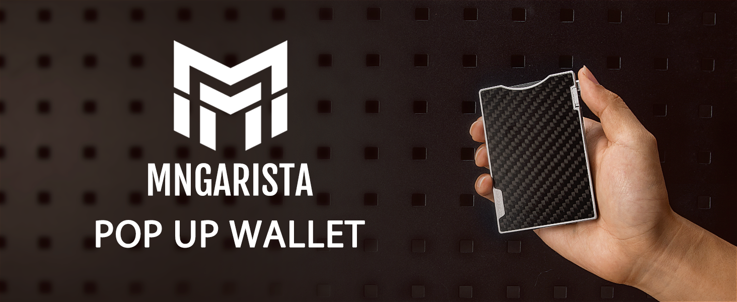 Mngarista pop-up metal card holder wallet, silvergun secrid metallic, slim, thin, hold in hand