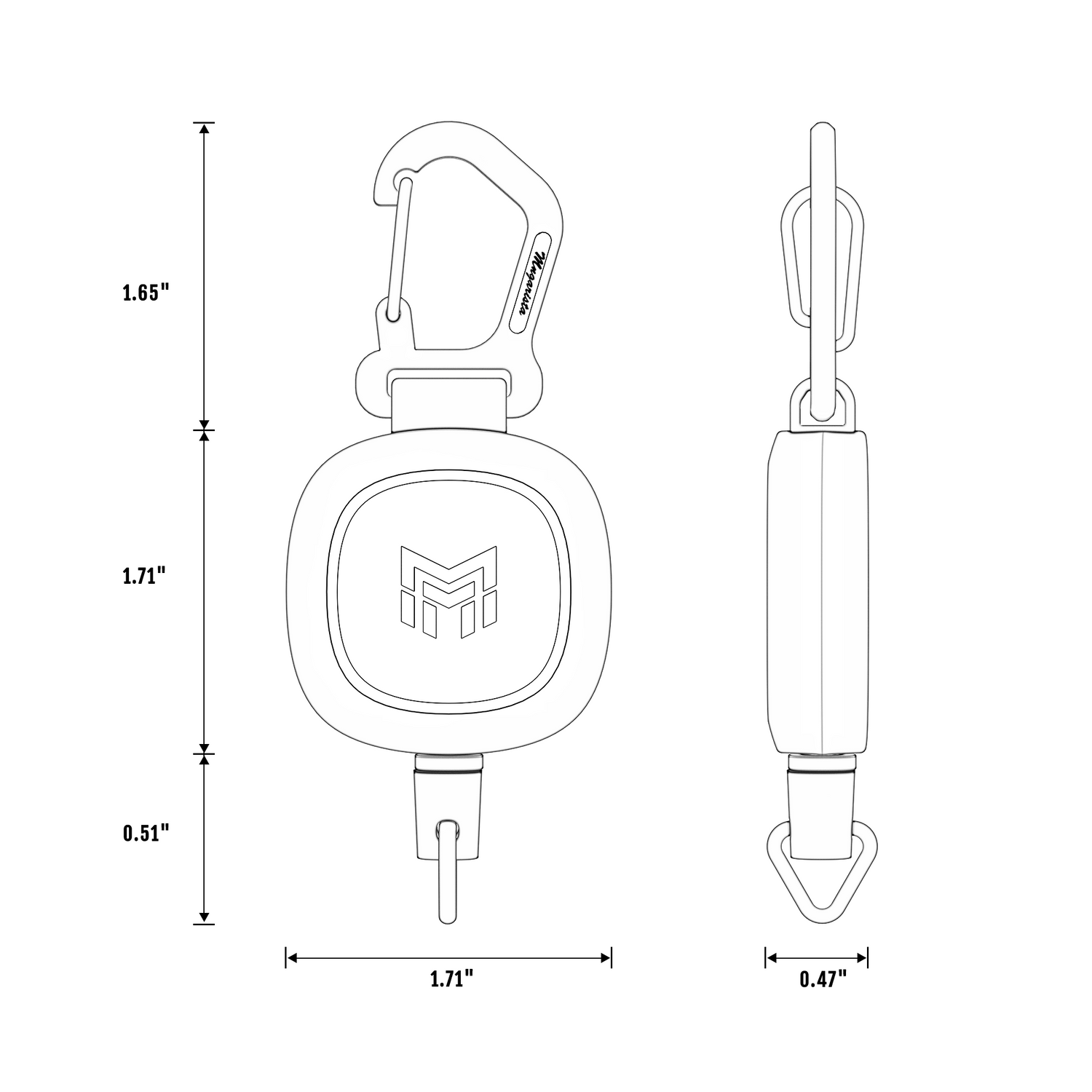 MNGARISTA Retractable Keychain 8OZ Textured, Linework, 3.96"x1.71"x0.47"