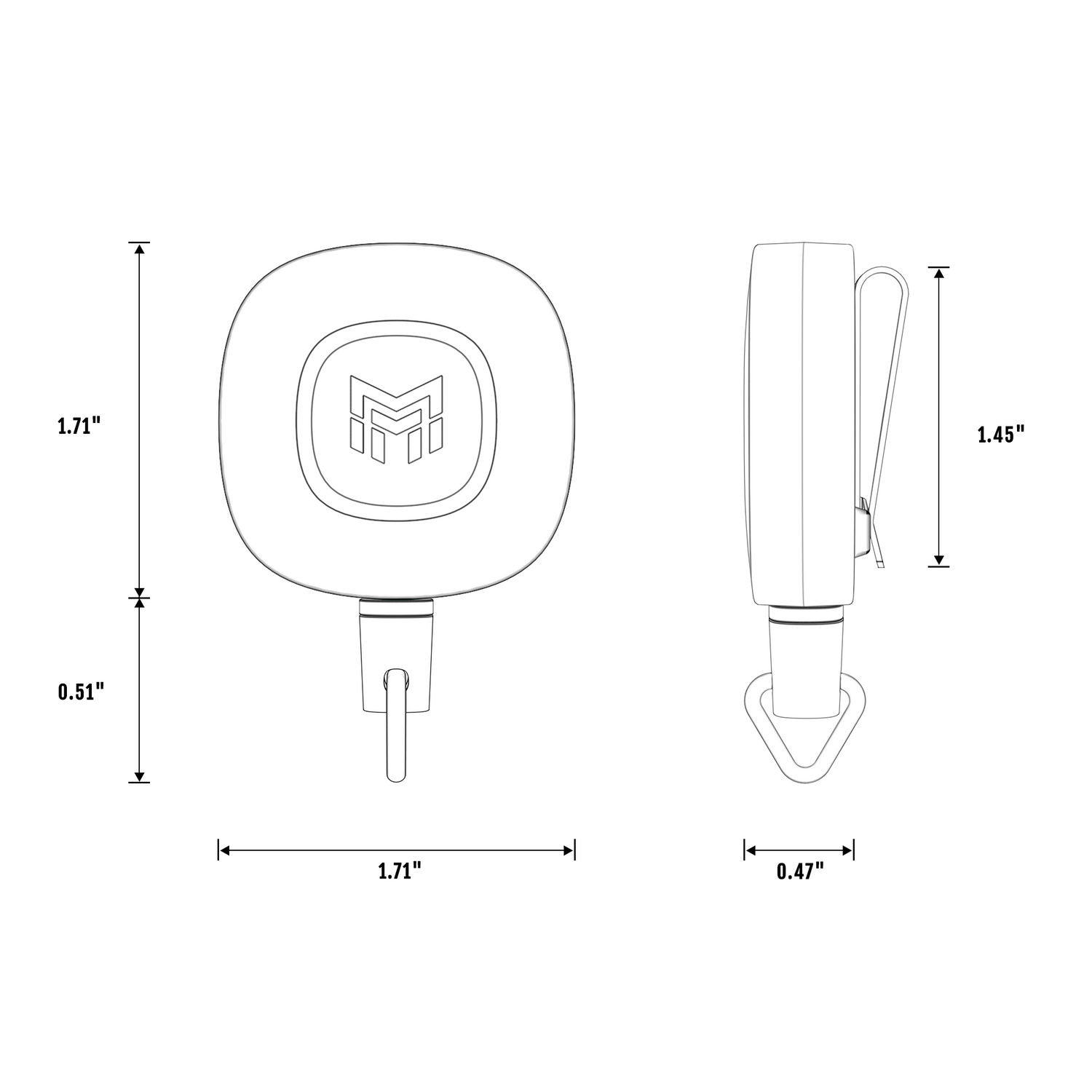 MNGARISTA Retractable Keychain 8OZ transport, Linework, 2.22"x1.71"x0.47"